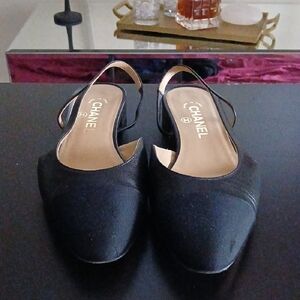 CHANEL Black Slingback Heels